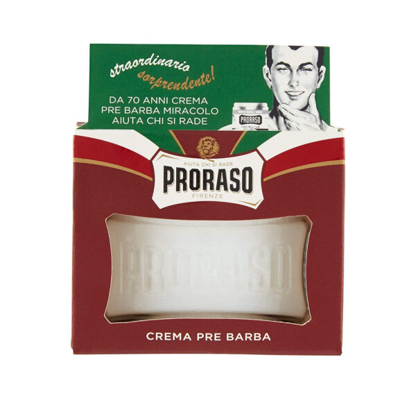 Proraso (Red) - Pre-Shave Creme für kräftige Bärte mit Sheabutter und Sandelholzöl (100 ml )