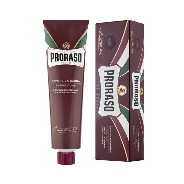 Proraso (Red) Rasiercreme feuchtigkeitsspendend und pflegend mit Sandelholzöl und Sheabutter (150 ml)