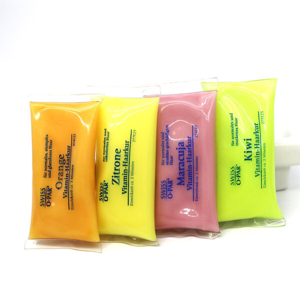 Swiss O-Par Vitamin-Haarkur Probierpackung für alle Haartypen - Kiwi, Orange, Marakuja und Zitrone (4 Sorten je 25 ml)