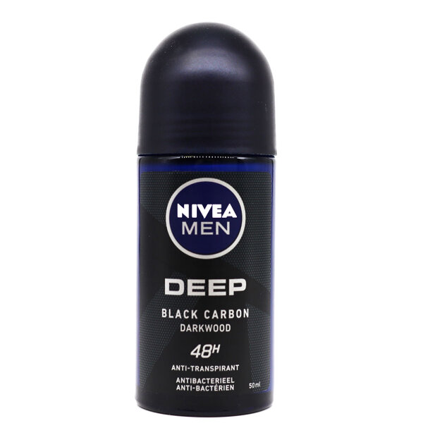 NIVEA MEN Deo Roll-On Deep Black Carbon Darkwood (50 ml)