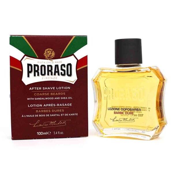 Proraso (Red) After Shave Lotion für kräftige Bärte mit Sheabutter und Sandelholzöl (100 ml)