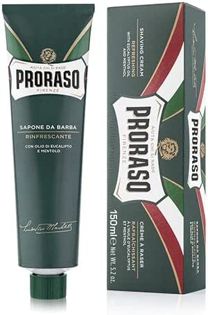 Proraso (Green) Shaving Cream Tube, cremige Rasierseife mit Eukalyptusöl und Menthol (150 ml)