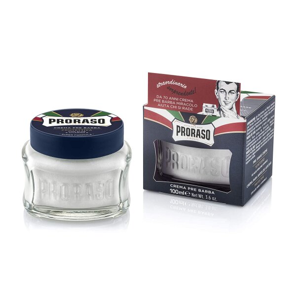 Proraso (Blue) Crema Pre Barba Blue - Pre-Shave Cream mit Vitamin E und Aloe Vera (100 ml)