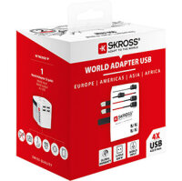 Skross World Adapter USB, Europa, America,Asien,Afrika 4...