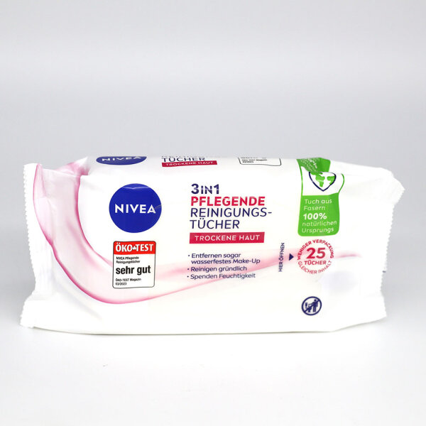 NIVEA 3in1 Pflegende Make-Up Reinigungstücher trockene Haut (6 x 25 Tücher)