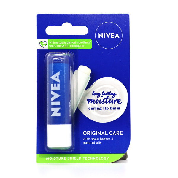 NIVEA Lippenpflege Original Care, Lippenbalsam mit lang anhaltender Feuchtigkeitspflege, Declaration: english (4.8 g)