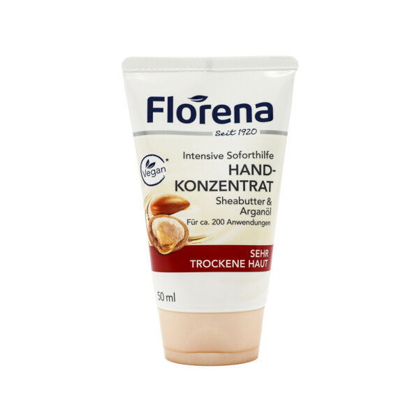 Florena Handcreme Konzentrat bis zu 200 Anwendungen mit Sheabutter & Arganöl (50 ml)