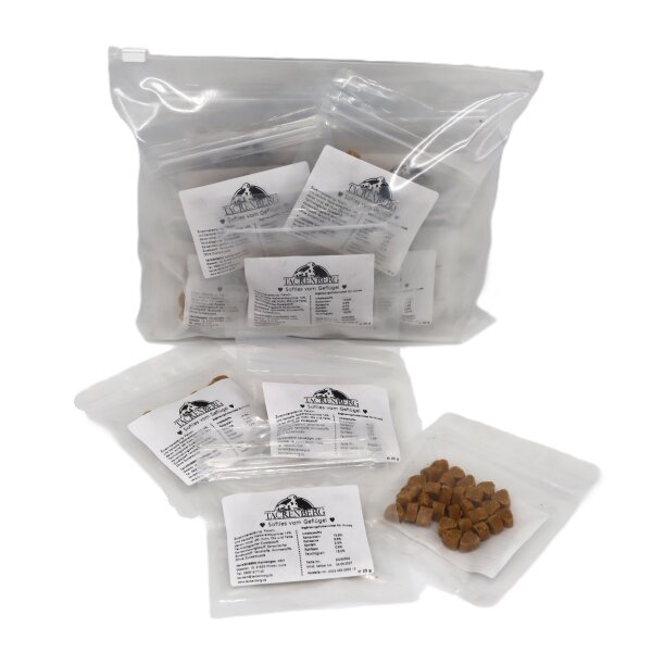 Hundeleckerlies Tiernahrung - Softies vom Geflügel (20 x 20g Beutel)