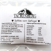 Hundeleckerlies Tiernahrung - Softies vom Geflügel (20 x 20g Beutel)