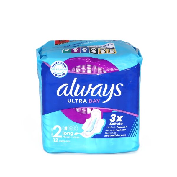 Always Ultra Day Binden Lang (Größe 2) mit Flügeln (12 Binden)